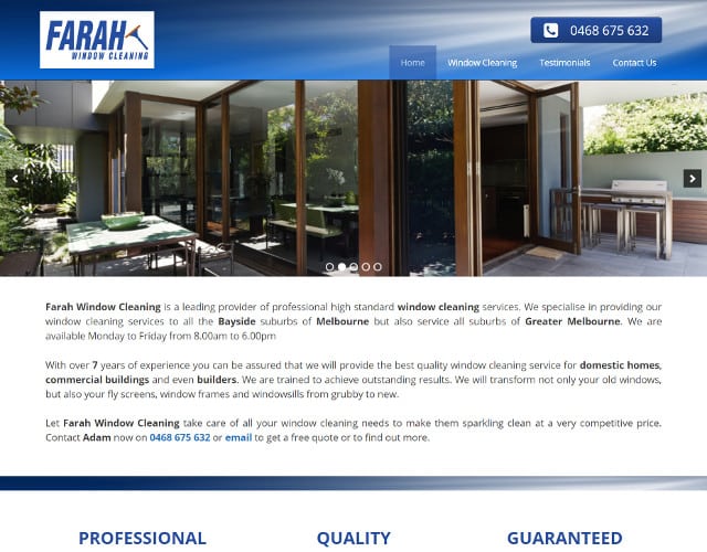 new web design for farah window cleaning