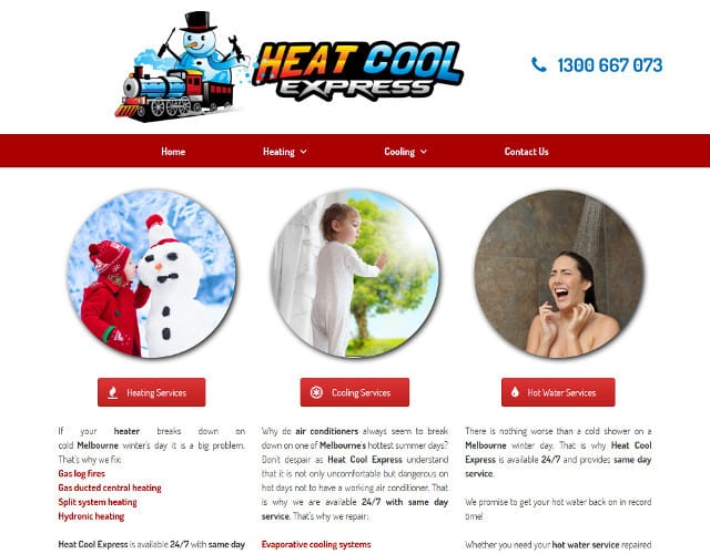 web design for heat cool express