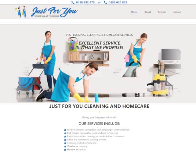 web design just for you cleaning