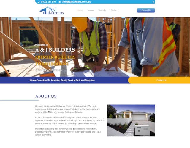 web design a and j builders