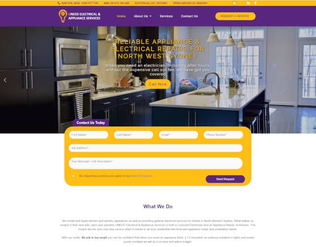 web design uneed electrical & appliance services
