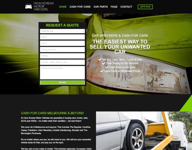 small business web design hyun korean car wreckers